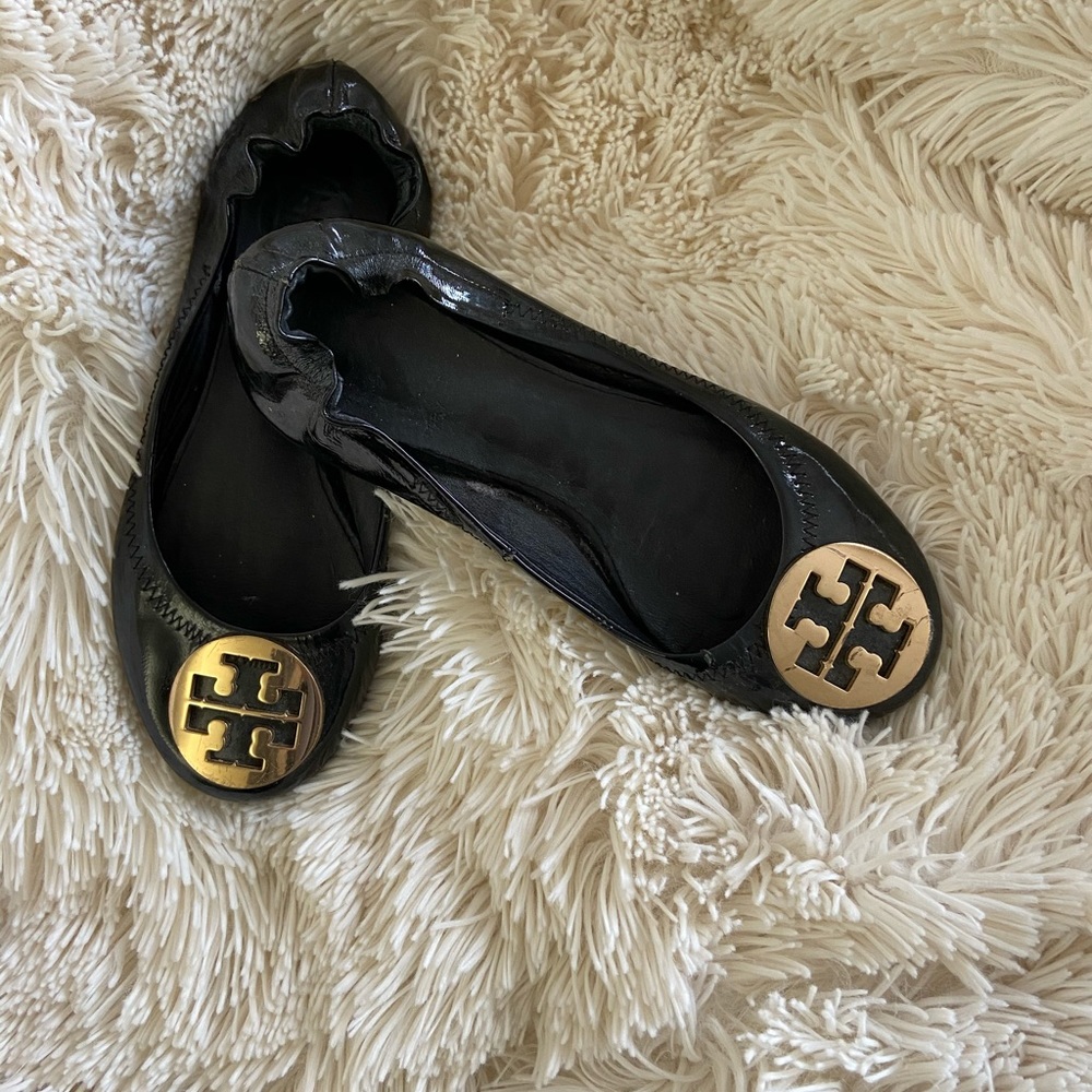 Tory Burch Ballet Flat Black Patent Leather Size 6